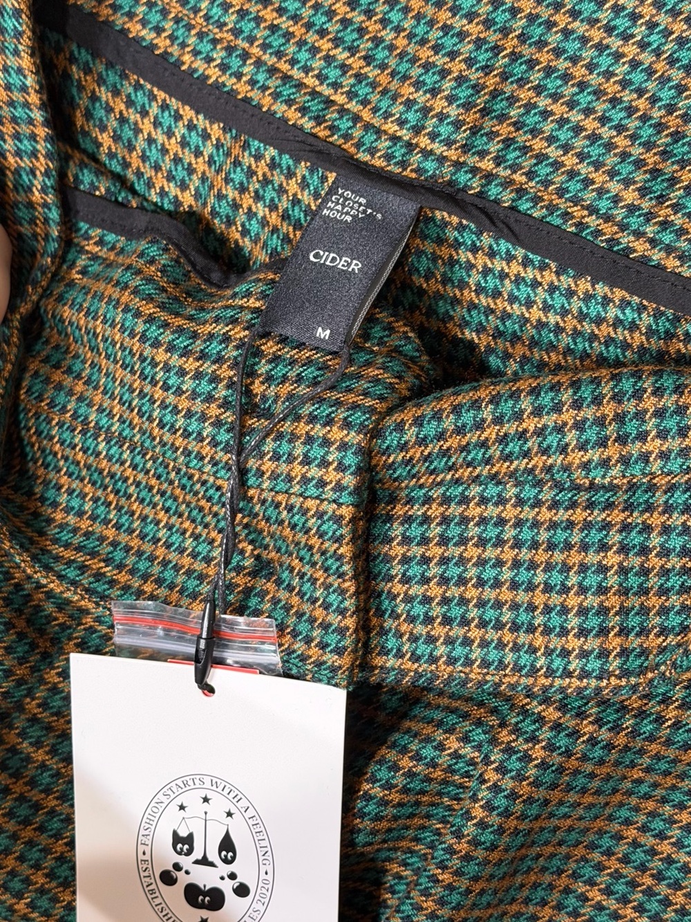 Cider Olive Green Plaid High-Waist Wide-Leg Trousers - Picture 4 of 5
